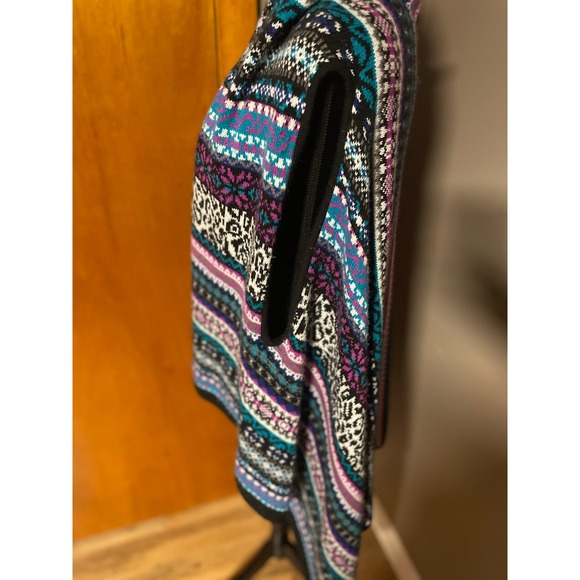 Boho Multicolored 1X  Open Front Knit Fair Isle Duster - Picture 5 of 12
